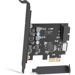 Sinefine PCIe x1 to USB 3.2 GEN1 5Gbp 19pin Front Panel Header (to Type-c Front Panel Header) + USB 3.0 20Pin Socket Expansion Card,Type-E Internal 20-pin Front Panel Connector