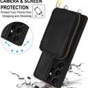 Phone Case for Samsung Galaxy S21 Ultra 5G Wallet Cell Cover with Tempered Glass Screen Protector Crossbody Strap Lanyard RFID Blocking Credit Card Holder S21ultra 21S S 21 21ultra G5 Women Men Black