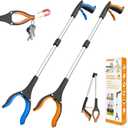 32" Grabber Reacher Tool, 2-Pack Foldable Reacher Grabber Pickup Tool with 360 Rotating Jaw & Magnet, Trash Picker Upper Grabber, Lightweight Grabbers for Seniors Heavy Duty