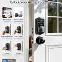 Veise VE027-K Built-in WiFi Smart Lock with 2 Knob, Fingerprint Keyless Entry Door Lock Handle Set for Front Door, App Remote Control, Electronic Digital Keypad Deadbolt, IP65 Waterproof, Matte Black