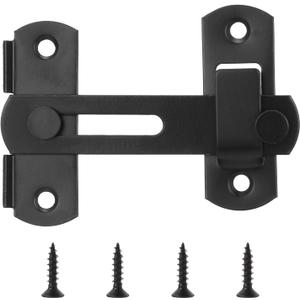 90 Degree Flip Sliding Barn Door Lock, H-Type Safety Gate Latch for Privacy, Bathroom Stall Pet Doors Windows Cabinets, Black, Includes 1 Lock and 4 Screws