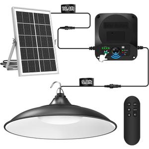 Solar Shed Lights Indoor Outdoor, 3200LM Motion Sensor Pendant Light Daytime Available with Remote & Button Control, IP65 Waterproof 4 Lighting Modes for Barn Garage Gazebo Chicken Coop Shop - 1 Pack