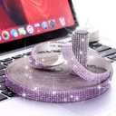 Self Adhesive Crystal Rhinestone Ribbon Strips, 9 Yards DIY Diamond Bling Ribbon Stickers Rhinestone Tape Roll for Crafts Phone Car Decorations (9 Yards, Purple)