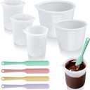 Silicone Chocolate Melting Cup Set with 6 Silicone Measuring Cups (250ml & 350ml & 600ml &1000ml) and 4PCS Heat-Resistant Jar Spatulas, Non-Stick Baking Tools for DIY Chocolate, Butter & Cream Mixing
