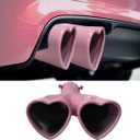 Dual Exhaust Tip 2.5 inch Inlet, Universal Car Exhaust Pipe Modification Tail Throat Tail Pipe Stainless Steel Muffler Tip, Adjustable Heart Shaped Car Decoration (Curved,Pink)