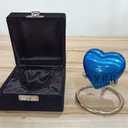 Blue Heart Urn for Ashes Heart Keepsake with Stand & Premium Box Small Urn for Human Ashes Honor Your Loved One with Mini Urn Shaped Cremation Urn for Adults & Infants