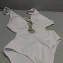 Women Sexy High Cut Cheeky One Piece Swimsuits Monokini Plunge V Neck Cutout Bathing Suit Beach Pool Party Rave Outfits White, 8-10