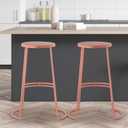 JONATHAN Y Hula Modern 28.75" Backless Metal Bar Stool, Round Pink Iron Seat and Pink Base with Integrated Footrest, Industrial Bar Chair for Kitchen Island and Home Bar BSL1001C