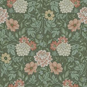 VEELIKE Retro Dahlia Flower Wallpaper Peel and Stick Vintage Green Floral Wallpaper for Bedroom Bathroom Accent Wall 17.7''x118'' Renter Friendly Self Adhesive Floral Contact Paper for Cabinets Drawer