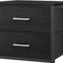 BOLUO Stackable Storage Drawers Closet Organizers and Storage Fabric Black 2 Drawer Dresser for Bedroom Modern (M(11.2"D x 15.2"W x 16.1"H))