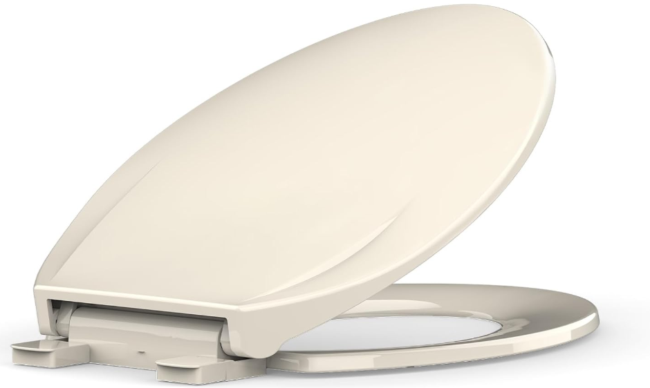 Toilet Seat Elongated,Toilet Seat with Quick-Release And Quick-Attach, Plastic Toilet Seat with Soft Close, Easy Install and Clean - Almond