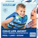 Aqua Oceans 7 Life Jacket for Kids - US Coast Guard Approved Life Vest for Infant, Child & Youth Boys and Girls, Open-Side PFD for Boating, Swimming & Water Sports (Child , Blue/White Child (30-50 lbs)