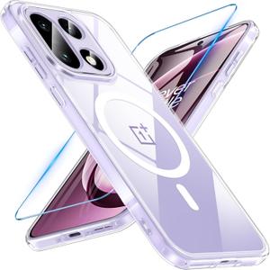 Hensinple Magnetic for OnePlus 15 Case with Screen Protector, [Compatible with MagSafe] Translucent Matte Shockproof Military Grade Drop Proof Protection Cover Phone Case for OnePlus 15 5G(Clear)