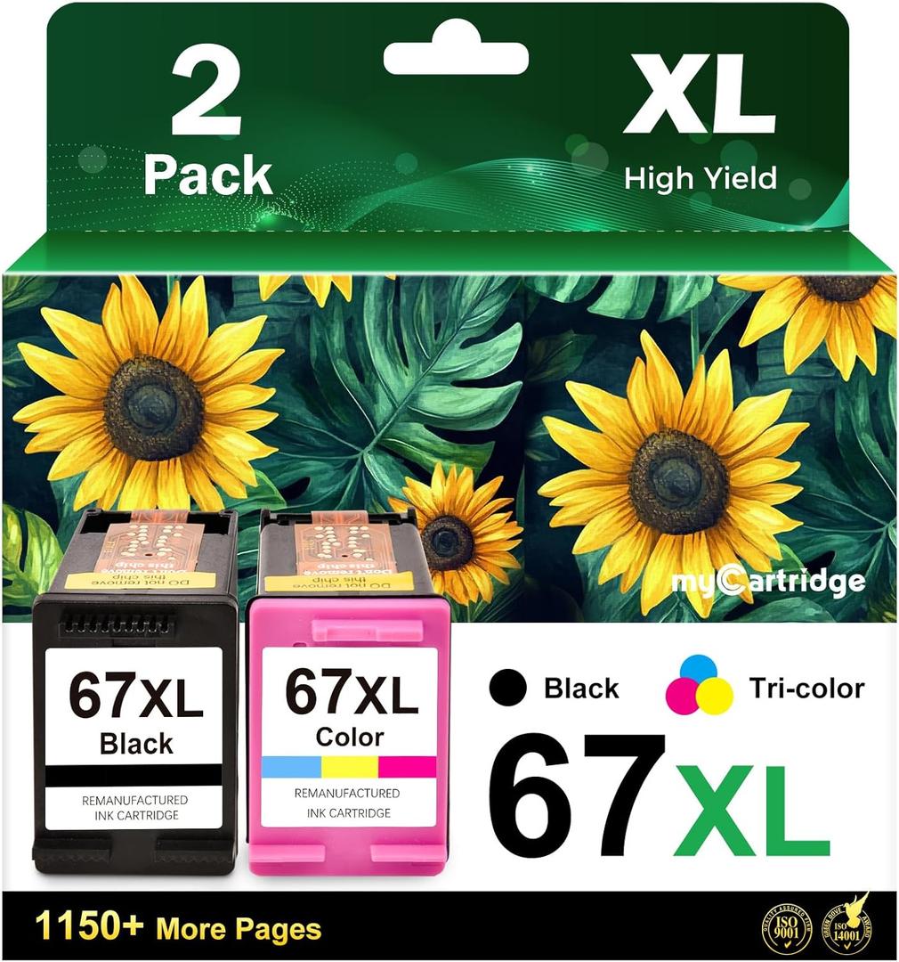 67XL Ink Cartridge Black/Color Combo Pack Replacement for HP Ink 67 67XL Printer Ink Works for HP DeskJet 2700e 2755e 2700 4155e 4155e 4100 4100e 2755 2700e 2734e 2752e Envy 6055e 6000 6455e Printer