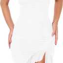 BORIFLORS Women's Sexy Off The Shoulder Bodycon Midi Dresses Elegant Ruched Ruffle Hem Cocktail Party Dress (Large, *White)