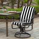 Arden Outdoor Midback Chair Cushion, 18 x 16.5, Rain-Proof, Fade Resistant Black Cabana Stripe