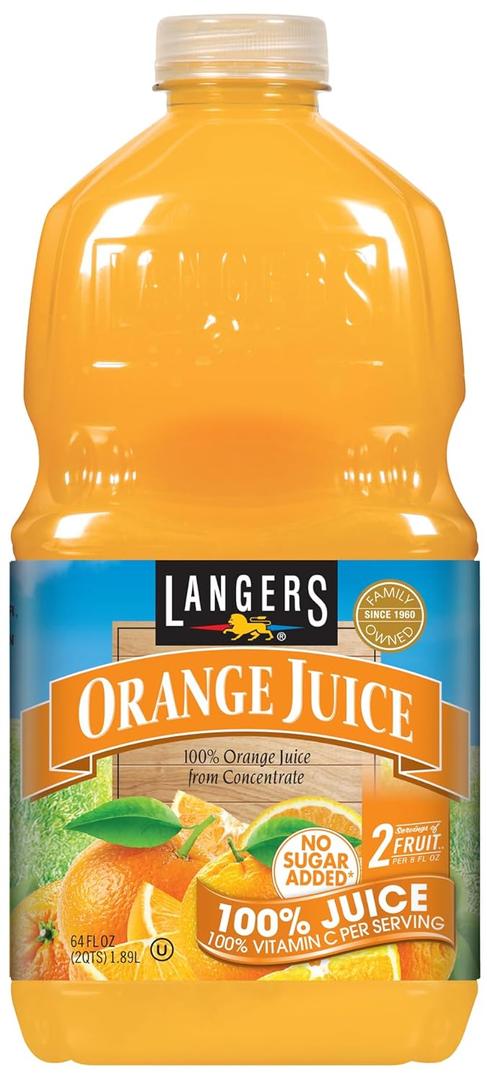angers 100% Orange Juice, 64 Fl Oz (Pack of 8) EXP 4/17/26
