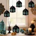 Maitys 16 Sets Eid Mubarak Lantern Craft Kit, Ramadan DIY Islamic Paper Lanterns with Transparent Tissue Paper Strings, Star and Moon Patterns Decor for Mosque Home Eid Party Decoration