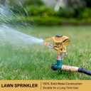 FANHAO Heavy Duty Pulsating Impact Sprinkler on Spike Base, 100% Metal Impact Sprinkler with 360 Adjustable Spray Pattern for Large Area Lawn & Yard Irrigation, Covers Up to 5800 sq. Ft