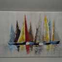 Abstract Sailboat Canvas Wall Art: Colorful Boat Painting Quiet Seascape Artwork Painting for Living Room (36'' x 24'' x 1 Panel)
