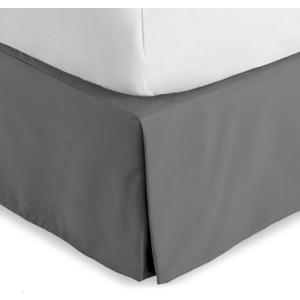 Bare Home Queen Bed Skirt - 15-Inch Tailored Drop Easy Fit - Bed Skirt for Beds - Center & Corner Pleats (Queen, Grey)
