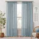 MIULEE Dusty Blue Linen Curtains 84 Inch Length 2 Panels for Bedroom Living Room, Pinch Pleated Soft Thick Linen Textured Window Drapes for Bedroom Living Room Semi Sheer Light Filtering Light Blue