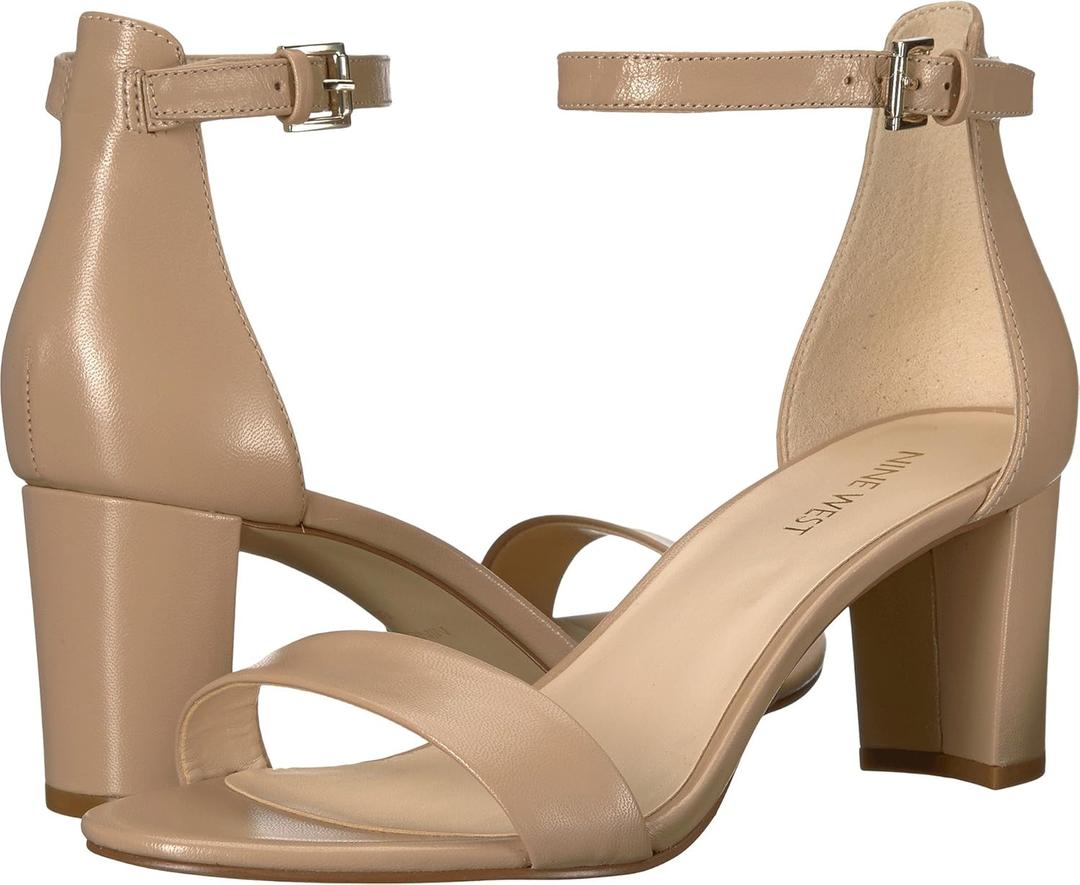 Nine West Women's Pruce Heeled Sandal, Natural Leather, 8