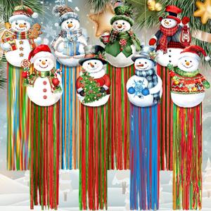 8pcs Christmas Windsocks Outdoor Hanging Decorations with Tassels Snowman Yard Decorations for Outside 3.3ft Xmas Decorative Signs for Wall Tree Home Lawn Yard Party Supplies Garden Decor