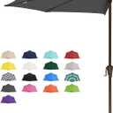 JEAREY 9ft Half Umbrella Outdoor Patio Umbrella Market Umbrellas with Crank, 1/2 Round Wall Umbrella 5 Sturdy Ribs UV Protection for Pool Garden Balcony Deck, Gray