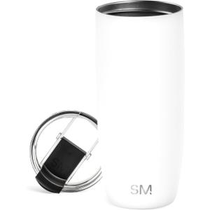 Simple Modern Voyager Tumbler with Flip Lid | Travel Coffee Mug | Insulated Stainless Steel Cold Brew Iced or Hot Coffee Cup | Gifts for Women Men Her Him | 20oz, Winter White