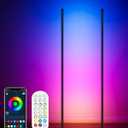 2PCS Corner Floor Lamp, 65" Smart RGB Color Changing LED Floor Lamp with APP and Remote Control, Modern Mood Lighting Corner Lamp with Music Sync, DIY Mode & Timing for Living Room Gaming Room