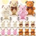 Skylety 16 Pcs Bear Stuffed Animal Mini 4 Inch Bear Bulk Keychain Gift for Wedding Baby Shower Birthday Party Favor(Plaid Style)