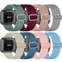 Zspoly 8 Pack Elastic Bands Compatible With Fitbit Versa 2/Lite/SE for Women Men, Adjustable Stretchy Nylon Braided Strap Solo Loop Sport Replacement Wristband for Smart Watch