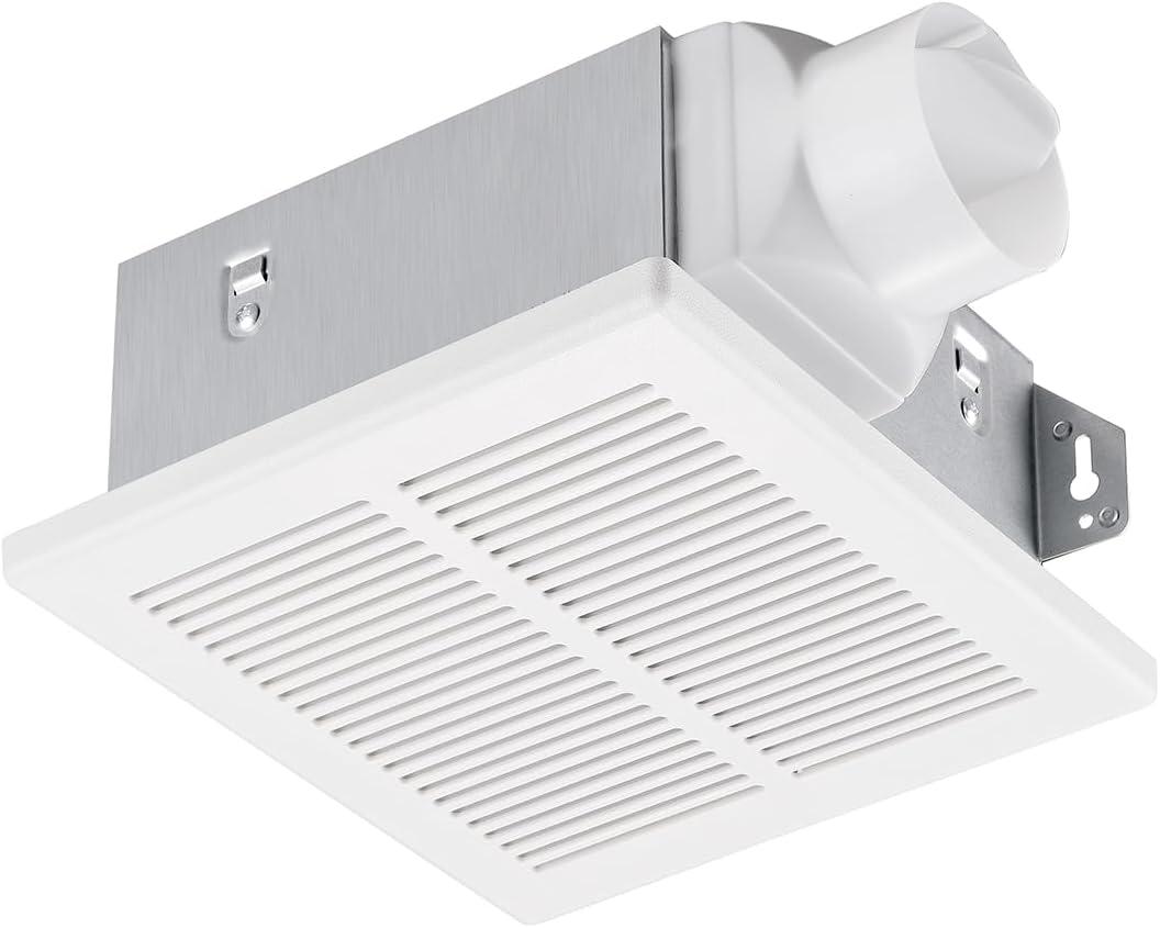 Bathroom Exhaust Fan, 50 CFM,1.0 Sone DC Motor,Quiet Bathroom Fan with No Attic access Needed Installation, Ceiling Mounted,Energy Star Certified Ventilation Fan, 3inch Duct,White