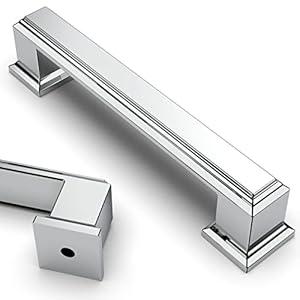 Asidrama 10 Pack 3.75 Inch(96mm) Polished Chrome Kitchen Cabinet Handles Cabinet Pulls Kitchen Cabinet Hardware for Cupboard Drawer Handles Dresser Pulls