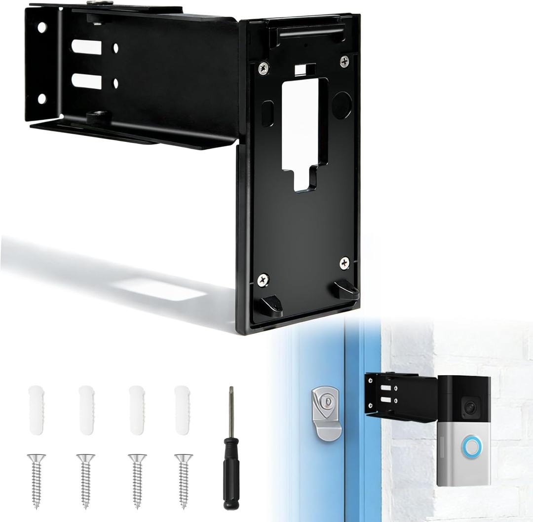 Stainless Steel Doorbell Mount for Ring(2nd Gen - 2020 Release), Doorbell Extender Mount, Adjustable 3.5" to 5.9", Better Visibility and Angle, for Home Rentals, Office (BLACK)