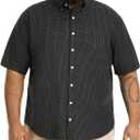 Van Heusen Men's Big and Tall Wrinkle Free Short Sleeve Button Down Check Shirt (4X-Large Tall, Black)
