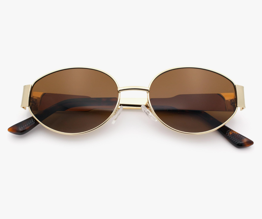SA106 Womens Classic Retro Dad Fashion Oval Round Metal Rim Sunglasses