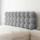 Upholstered Headboard Queen Large Bolster Headboard Pillow Teddy Fleece Bed Reading Rest Support Cushion for Sitting in Bed, Snowball Foldable Backrest for Bedroom Daybed, Light Grey 63x24x8 Inch