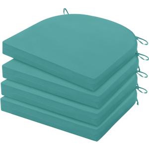 HARBOREST Outdoor Chair Cushions Set of 4, Water Resistant Patio Chair Cushions with Ties, Outdoor Seat Cushions for Patio Furniture, 17"x16"x2", Teal