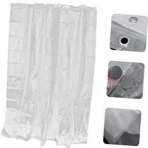 MOBUTOFU PEVA Waterproof Shower Curtain 180X180Cm with Rustproof Metal Grommets and 3 Magnetic Weights Bathroom Bathtub Curtain for Home Shower Partition
