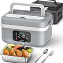 ODSD Cordless Electric Lunch Box for Adults, 16000mAh Rechargeable Self-Heating Lunch Box Food Warmer with Timer & Adjustable Heating, 34oz/1L Container with Insulated Bag for Office Car Outdoor