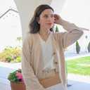 Arach&Cloz Womens Wool Blend Lightweight Spring Business Casual Cardigan Sweaters (L)