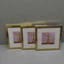 upsimples 8x8 Picture Frame Set of 3, Made of High Definition Glass for 5x5 with Mat or 8x8 Without Mat, Wall and Tabletop Display Photo Frames, Gold