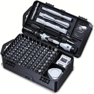 115-in-1 Precision Screwdriver Sets, Professional Repair Tool Kit with Flat Head & Multiple Bits for Electronics, Phone, Watch, Automotive Maintenance - Magnetic, Non-Slip Handle & Tweezers(Grey)