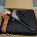 190L (50 Gal) Large Fashion Laundry Basket with Wheels, Leather Patchwork Rolling Hamper Carts, Sturdy Metal Frame, Removable Washable Bag, Tall Clothes Sorter for Bedroom - 2 Section Black