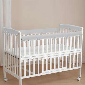4 in 1 Toddlers' Rail Liner Protecter,Soft Covers, Reversible Cotton Strip Cover for Full-Size,Easy to Install,-4pcs Gray
