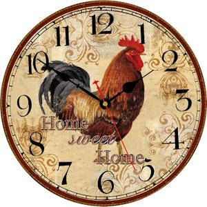 TAHEAT Farmhouse Rooster Wall Clock Battery Operated Silent Arabic Numerals Clock, Country Vintage Wall Clocks for Home/Office/School, 8 Inch
