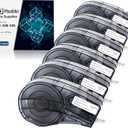 6 Pack Black on White Tape 1/2'' Vinyl Label Compatible for M21-500-595-WT M21-500-595 Label Cartridge, 0.5" W x 21' L for Indoor and Outdoor ID, Not Compatible with M210 and M211