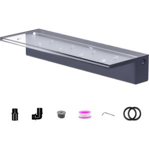 Pool Fountain, LONGRUNNEW Transparent Acrylic Pool Waterfall Spillway with Pipe Connector Kits for Indoor/Outdoor Decorative, 23.6 Inches Pool Water Feature for Garden Patio, Backyard Koi Pond Decor (24 INCH-Wider)